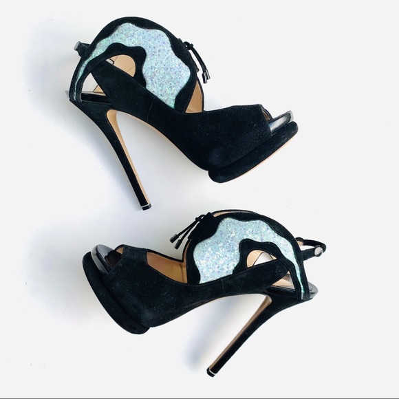Nicholas Kirkwood Glitter Cutout Heels 37 - Picture 2 of 8